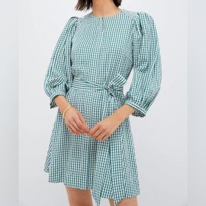 Pomander Place Green Gingham Dress